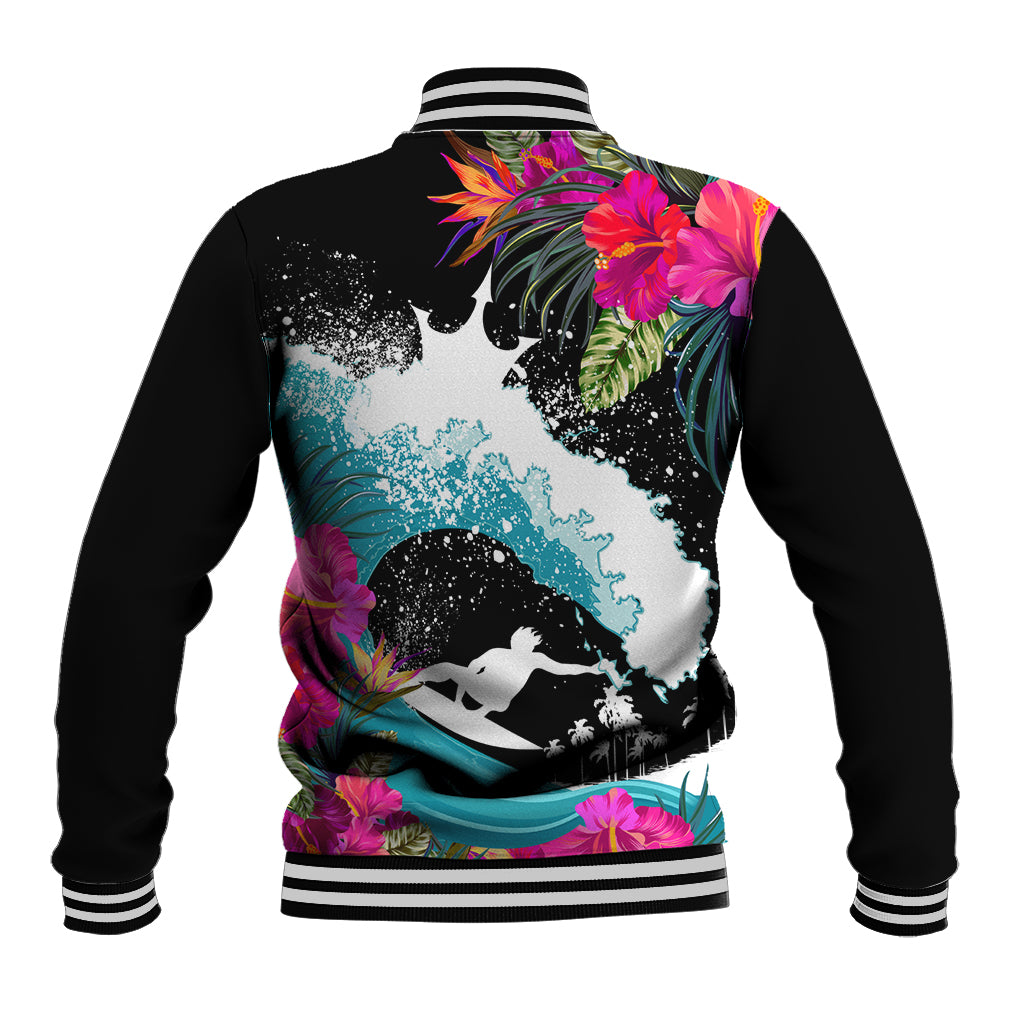 Hawaii Surfing Baseball Jacket Triple Crown Rides The Waves LT7 - Wonder Print Shop