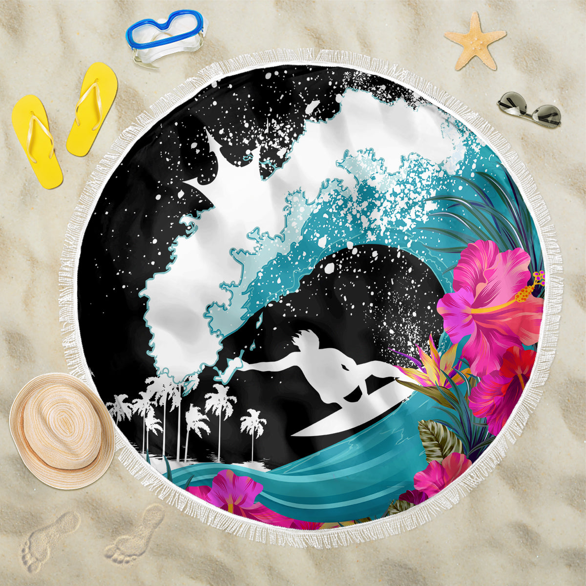 Hawaii Surfing Beach Blanket Triple Crown Rides The Waves LT7 - Wonder Print Shop