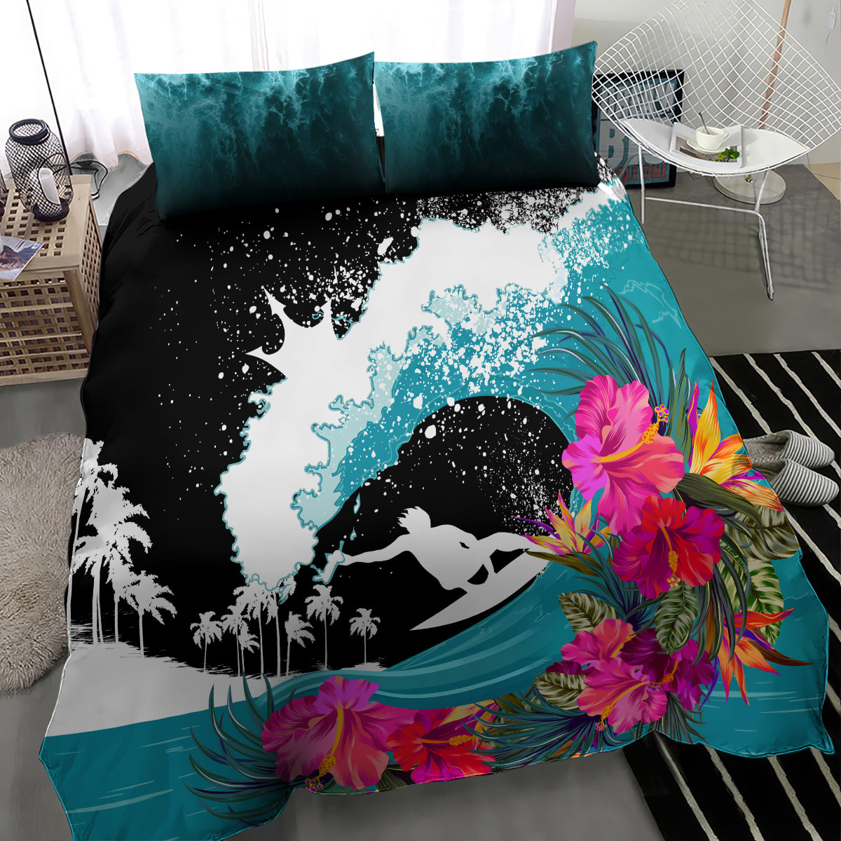 Hawaii Surfing Bedding Set Triple Crown Rides The Waves LT7 - Wonder Print Shop