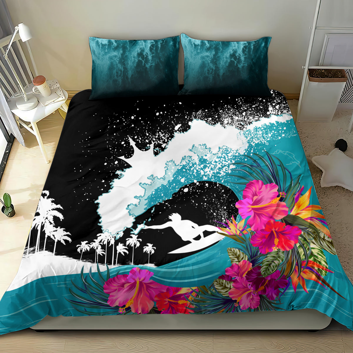 Hawaii Surfing Bedding Set Triple Crown Rides The Waves LT7 - Wonder Print Shop