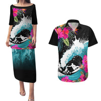 Hawaii Surfing Couples Matching Puletasi Dress and Hawaiian Shirt Triple Crown Rides The Waves LT7 - Wonder Print Shop