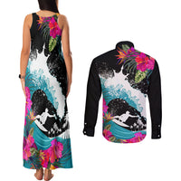 Hawaii Surfing Couples Matching Tank Maxi Dress and Long Sleeve Button Shirts Triple Crown Rides The Waves LT7 - Wonder Print Shop