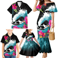 Hawaii Surfing Family Matching Mermaid Dress and Hawaiian Shirt Triple Crown Rides The Waves LT7 - Wonder Print Shop