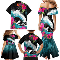 Hawaii Surfing Family Matching Mermaid Dress and Hawaiian Shirt Triple Crown Rides The Waves LT7 - Wonder Print Shop