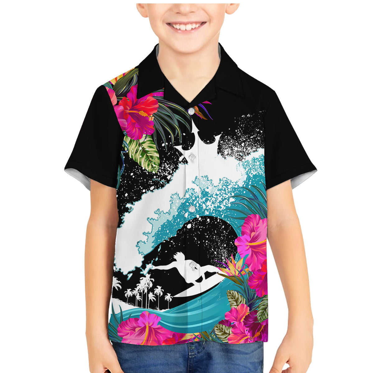 Hawaii Surfing Family Matching Mermaid Dress and Hawaiian Shirt Triple Crown Rides The Waves LT7 - Wonder Print Shop
