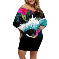 Hawaii Surfing Family Matching Off Shoulder Short Dress and Hawaiian Shirt Triple Crown Rides The Waves LT7 - Wonder Print Shop