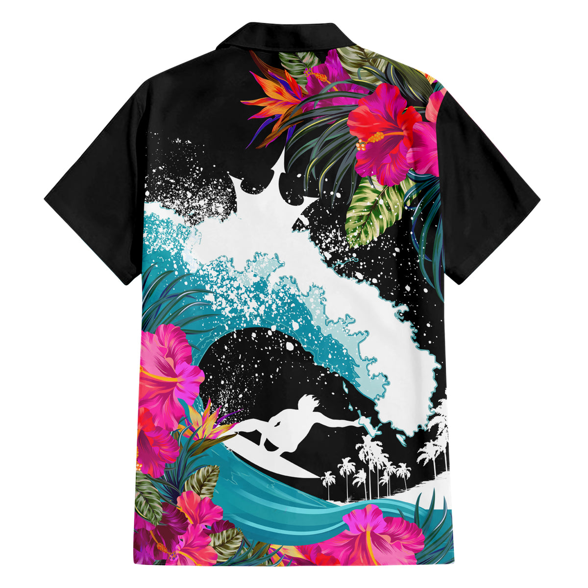 Hawaii Surfing Family Matching Short Sleeve Bodycon Dress and Hawaiian Shirt Triple Crown Rides The Waves - Wonder Print Shop