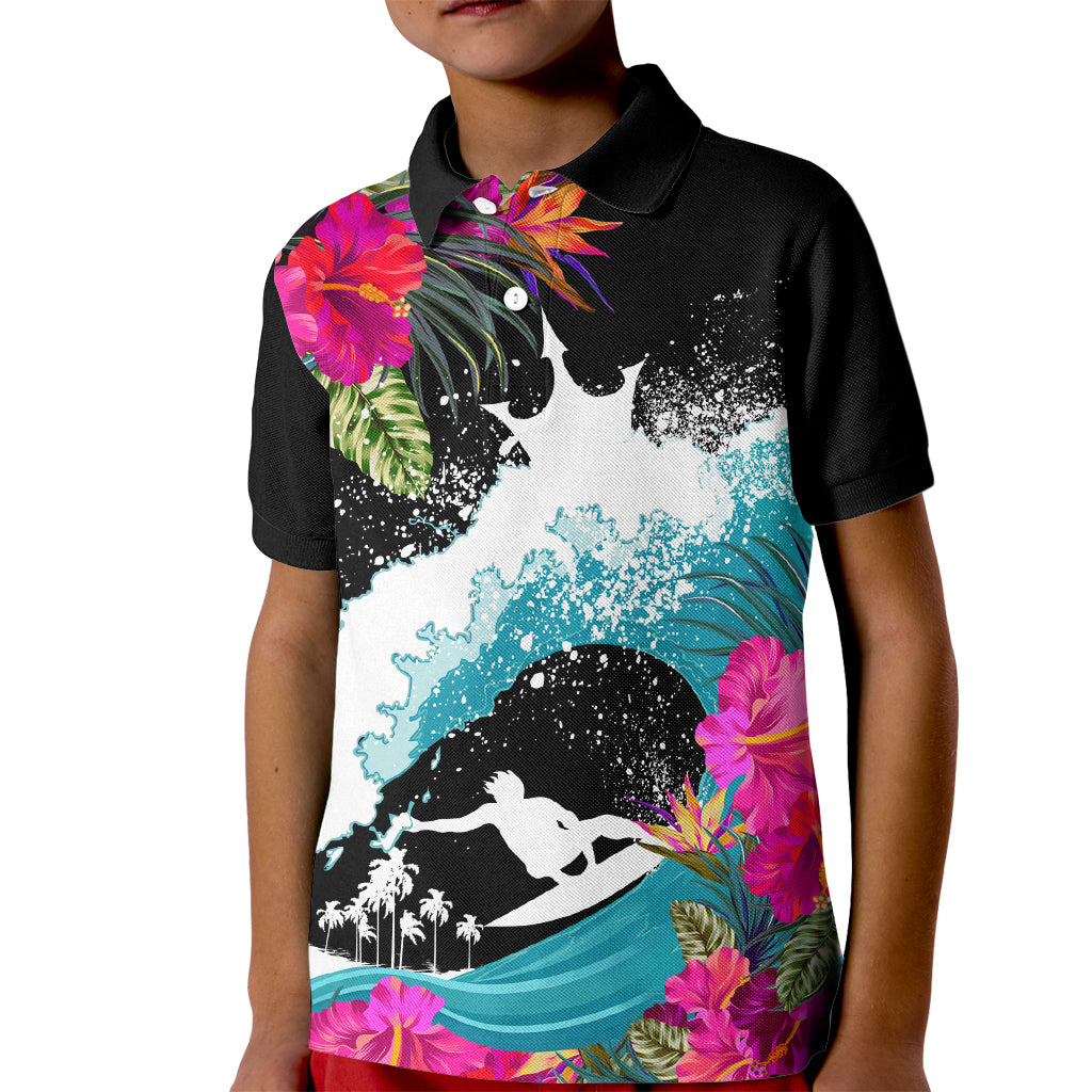 Hawaii Surfing Kid Polo Shirt Triple Crown Rides The Waves - Wonder Print Shop
