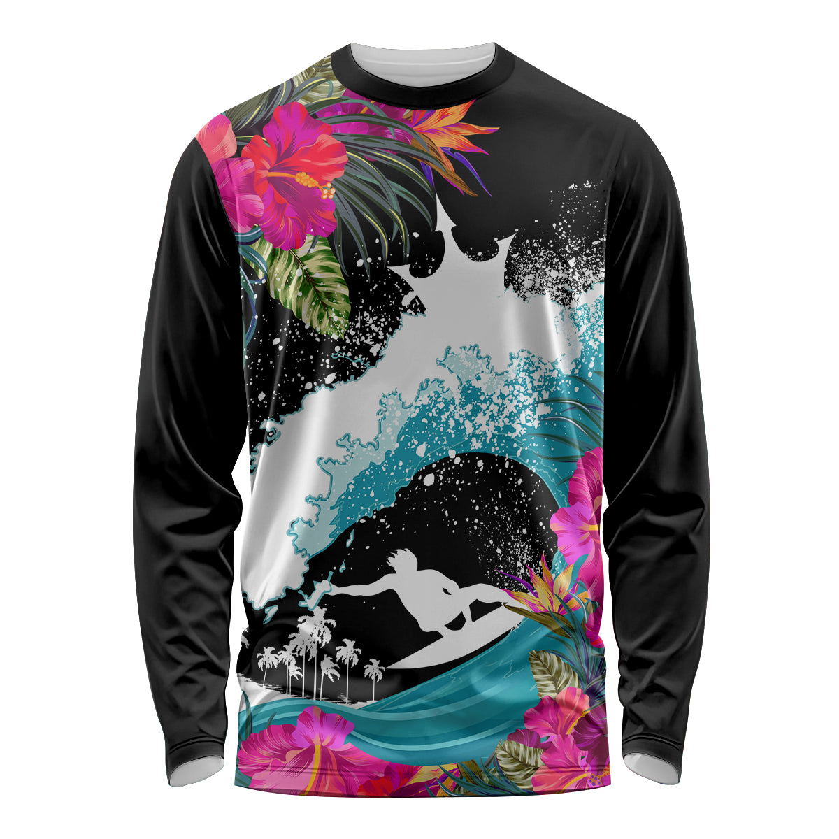 Hawaii Surfing Long Sleeve Shirt Triple Crown Rides The Waves - Wonder Print Shop