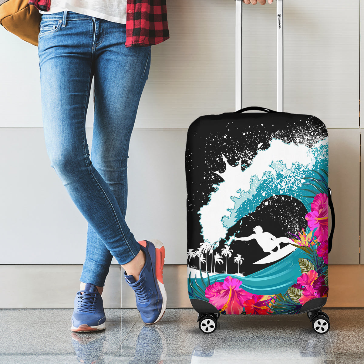 Hawaii Surfing Luggage Cover Triple Crown Rides The Waves - Wonder Print Shop