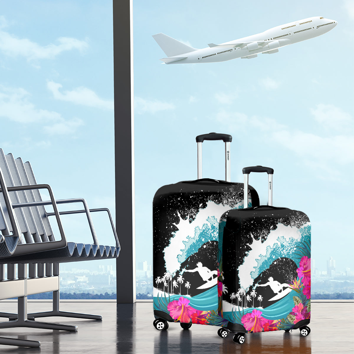 Hawaii Surfing Luggage Cover Triple Crown Rides The Waves - Wonder Print Shop