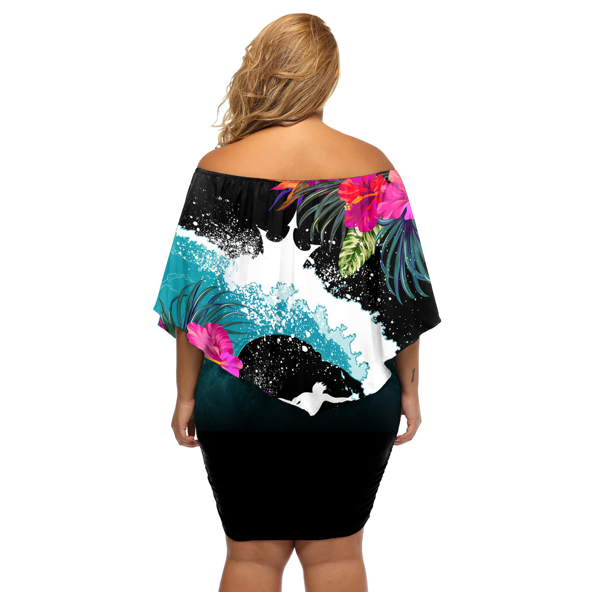 Hawaii Surfing Off Shoulder Short Dress Triple Crown Rides The Waves - Wonder Print Shop