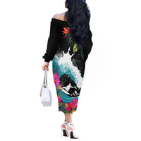 Hawaii Surfing Off The Shoulder Long Sleeve Dress Triple Crown Rides The Waves - Wonder Print Shop