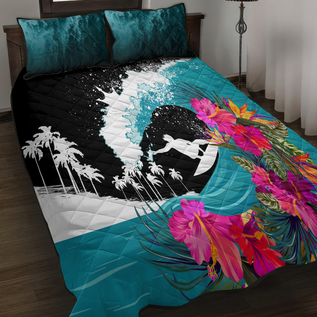 Hawaii Surfing Quilt Bed Set Triple Crown Rides The Waves - Wonder Print Shop
