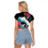Hawaii Surfing Raglan Cropped T Shirt Triple Crown Rides The Waves - Wonder Print Shop