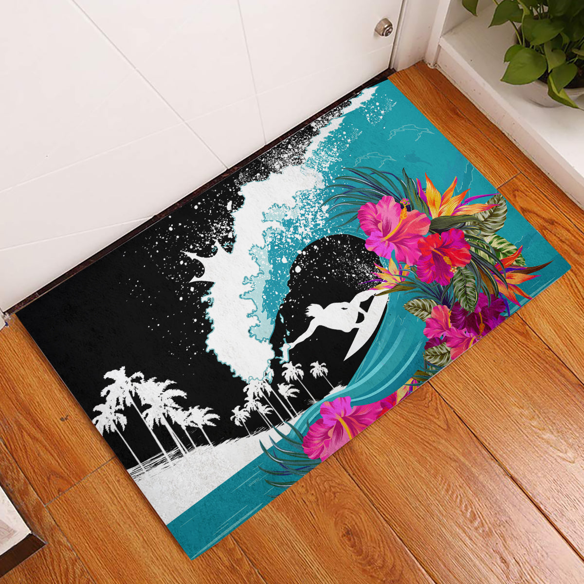 Hawaii Surfing Rubber Doormat Triple Crown Rides The Waves - Wonder Print Shop