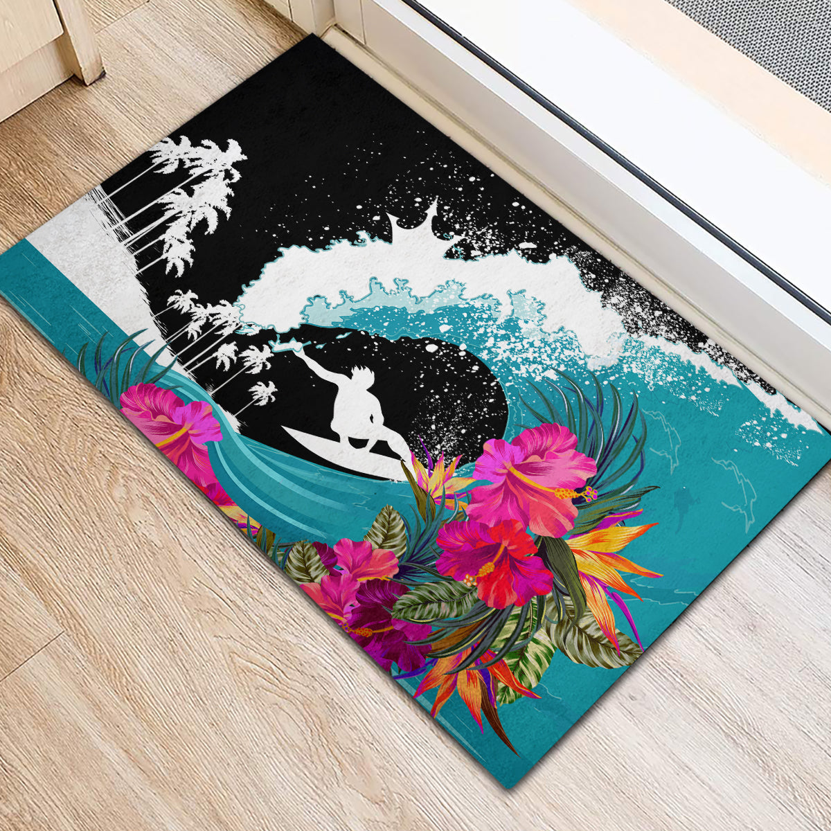 Hawaii Surfing Rubber Doormat Triple Crown Rides The Waves - Wonder Print Shop