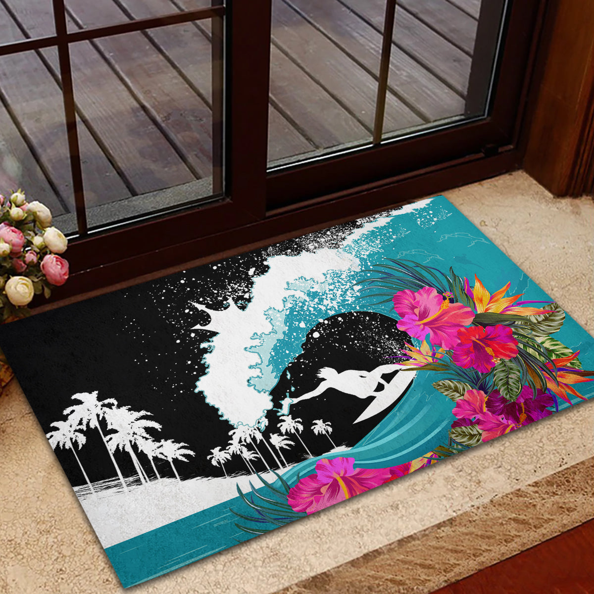 Hawaii Surfing Rubber Doormat Triple Crown Rides The Waves - Wonder Print Shop