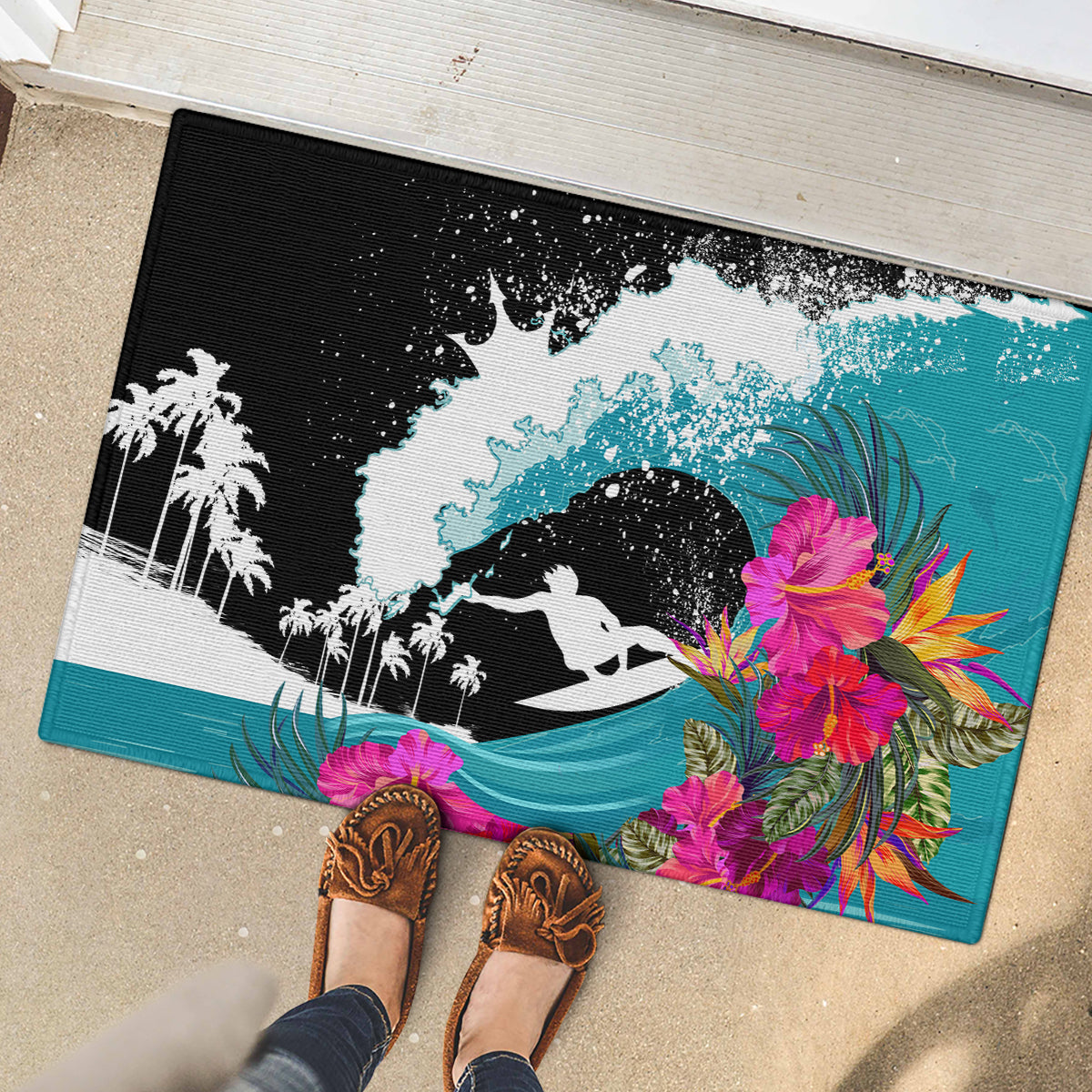 Hawaii Surfing Rubber Doormat Triple Crown Rides The Waves - Wonder Print Shop
