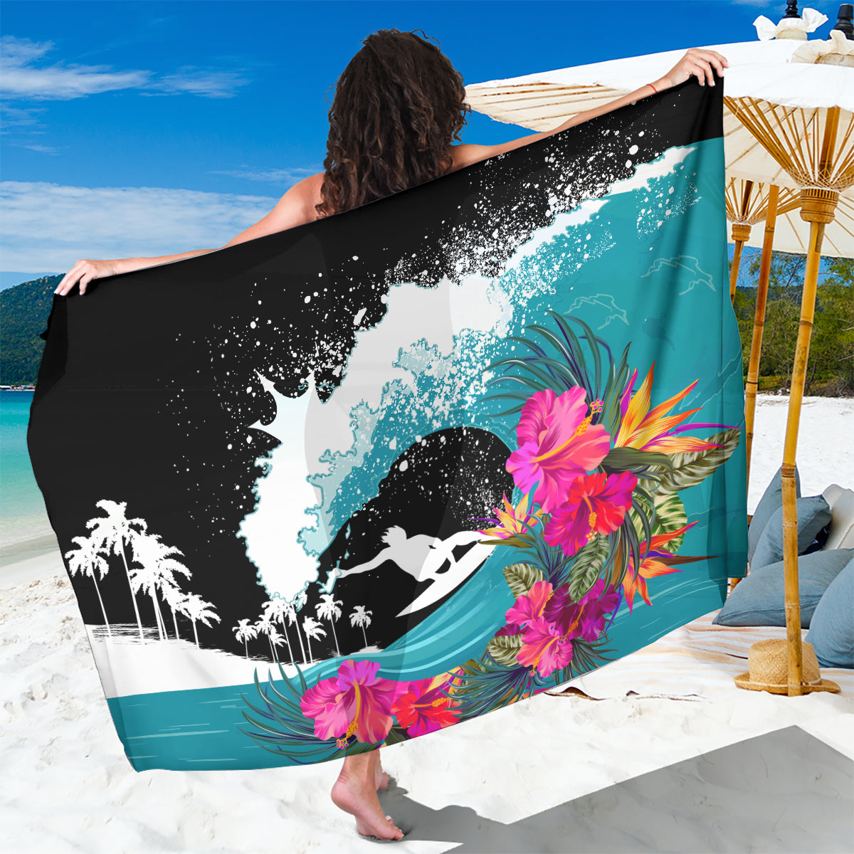 Hawaii Surfing Sarong Triple Crown Rides The Waves - Wonder Print Shop