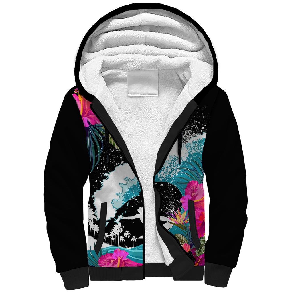Hawaii Surfing Sherpa Hoodie Triple Crown Rides The Waves - Wonder Print Shop