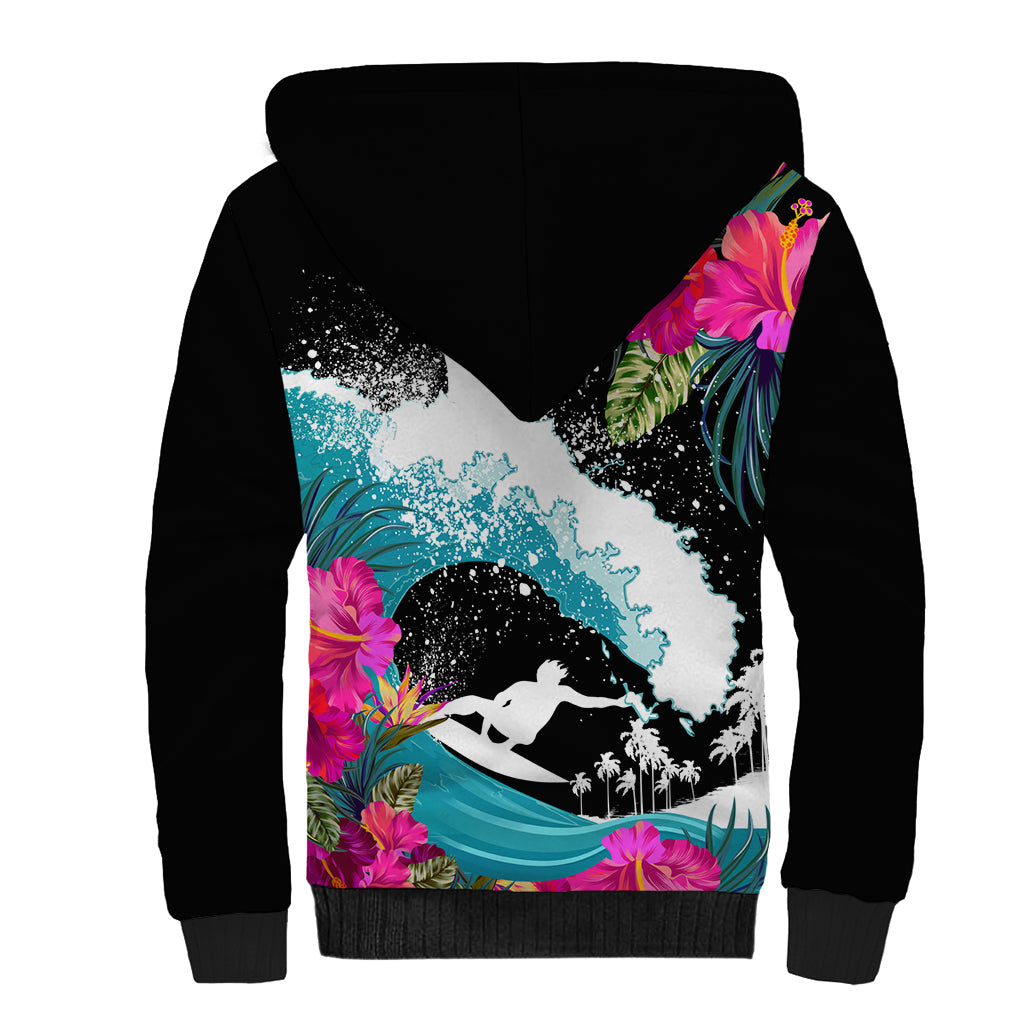 Hawaii Surfing Sherpa Hoodie Triple Crown Rides The Waves - Wonder Print Shop