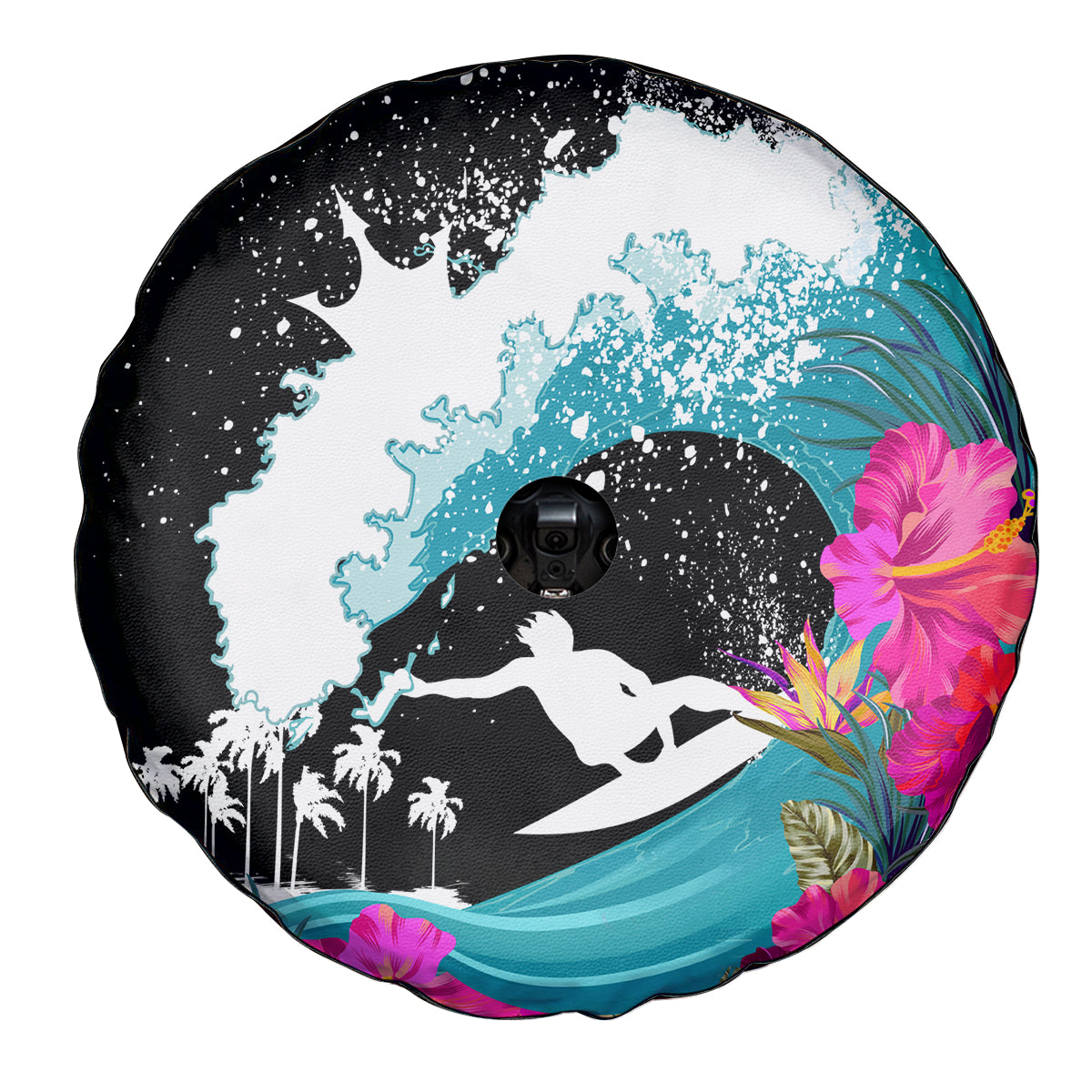 Hawaii Surfing Spare Tire Cover Triple Crown Rides The Waves - Wonder Print Shop