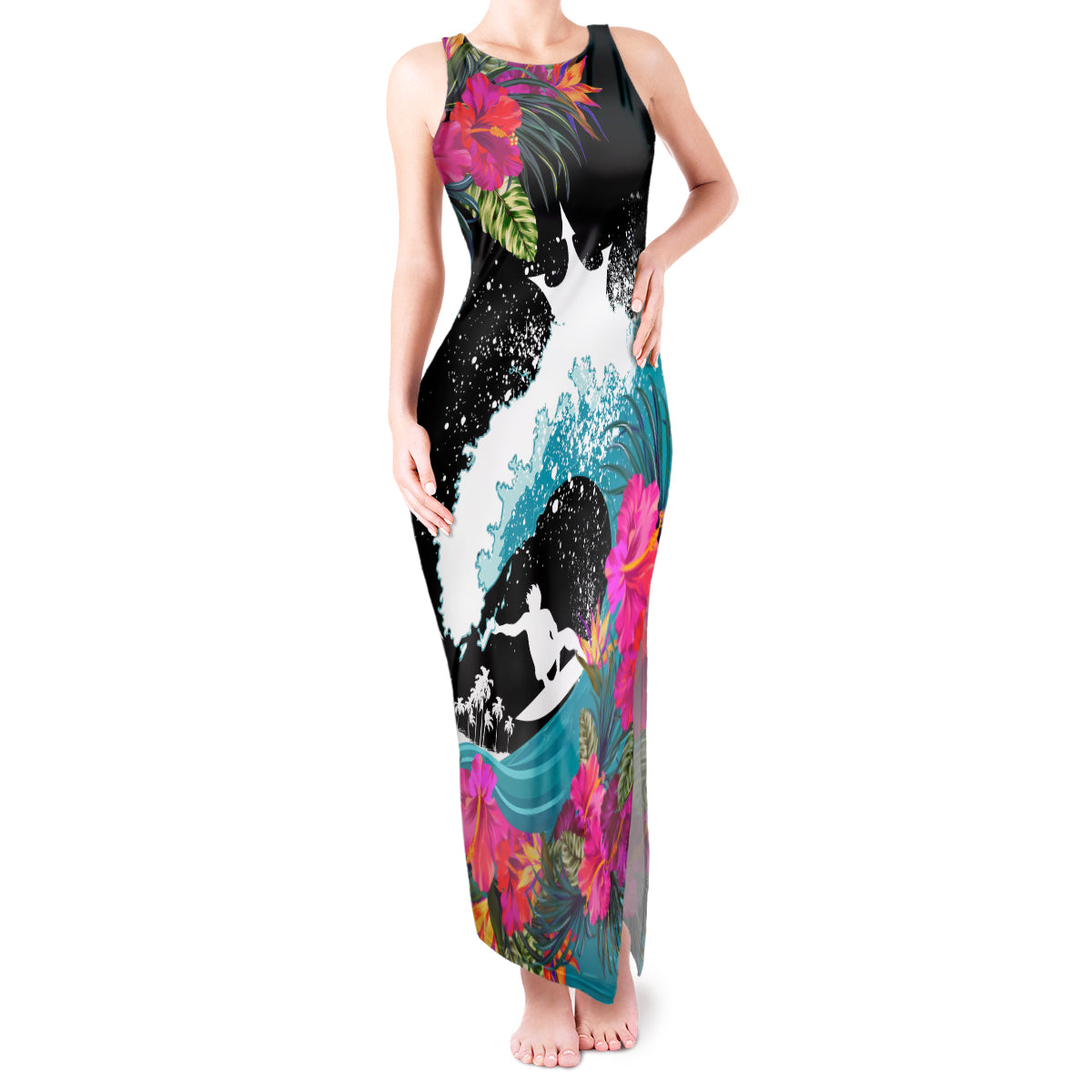 Hawaii Surfing Tank Maxi Dress Triple Crown Rides The Waves - Wonder Print Shop