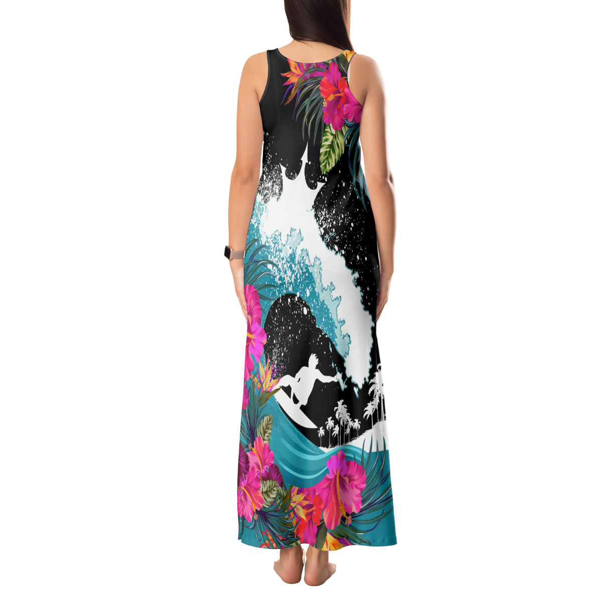 Hawaii Surfing Tank Maxi Dress Triple Crown Rides The Waves - Wonder Print Shop