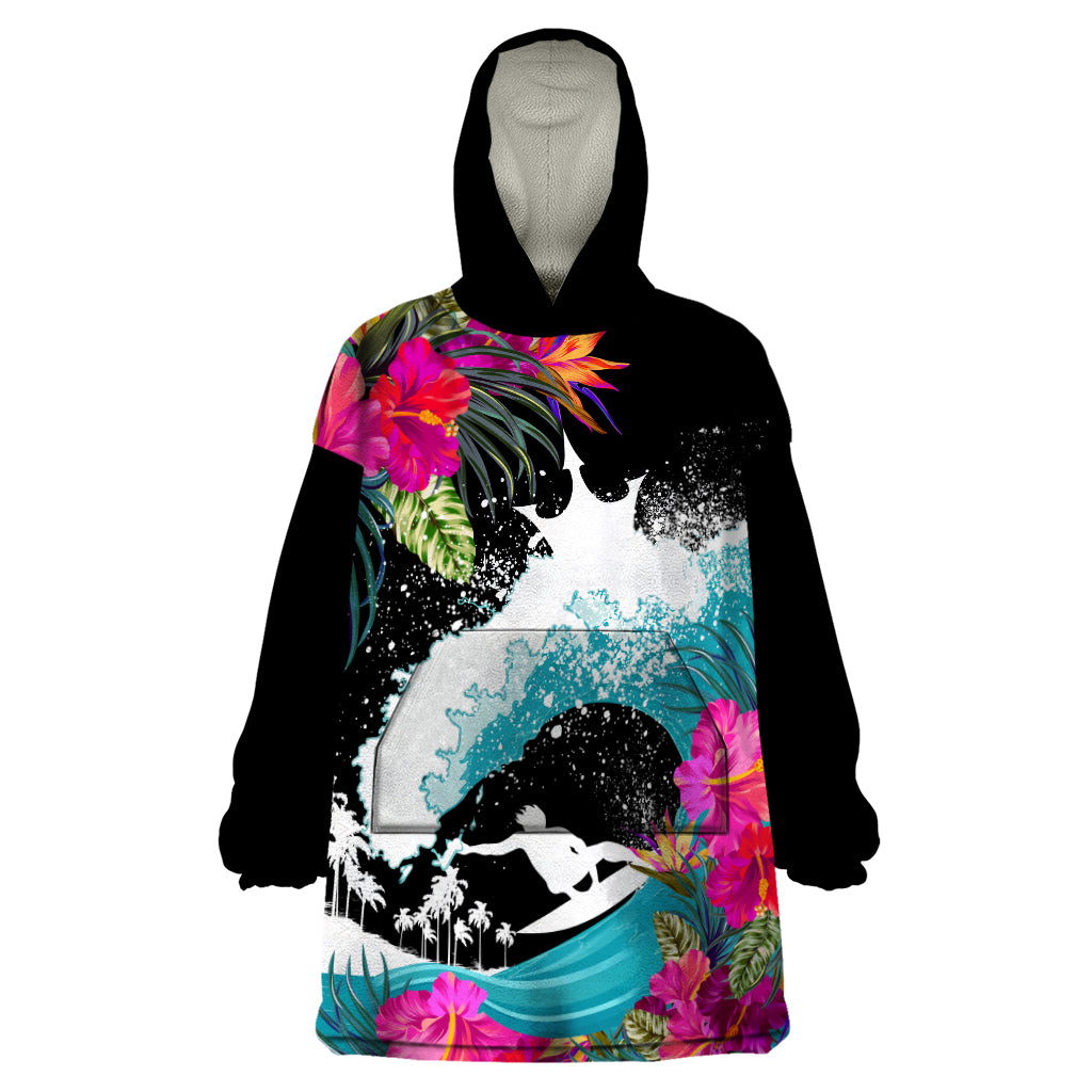 Hawaii Surfing Wearable Blanket Hoodie Triple Crown Rides The Waves - Wonder Print Shop
