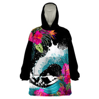 Hawaii Surfing Wearable Blanket Hoodie Triple Crown Rides The Waves - Wonder Print Shop
