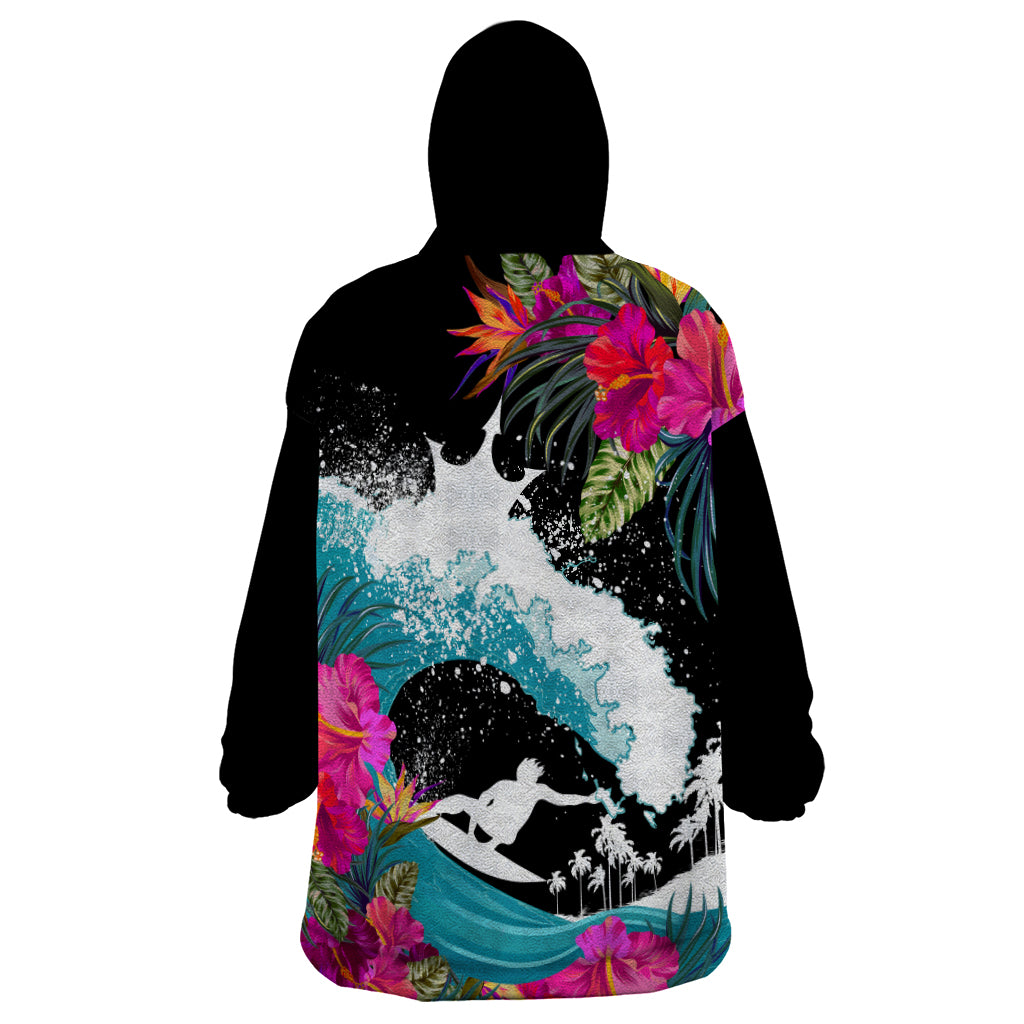 Hawaii Surfing Wearable Blanket Hoodie Triple Crown Rides The Waves - Wonder Print Shop