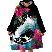 Hawaii Surfing Wearable Blanket Hoodie Triple Crown Rides The Waves - Wonder Print Shop