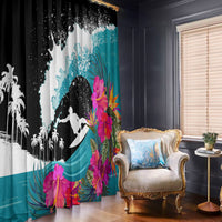 Hawaii Surfing Window Curtain Triple Crown Rides The Waves - Wonder Print Shop