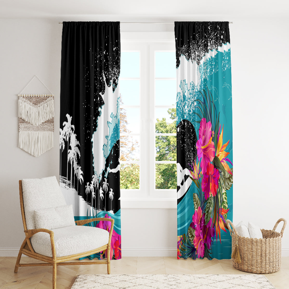 Hawaii Surfing Window Curtain Triple Crown Rides The Waves - Wonder Print Shop