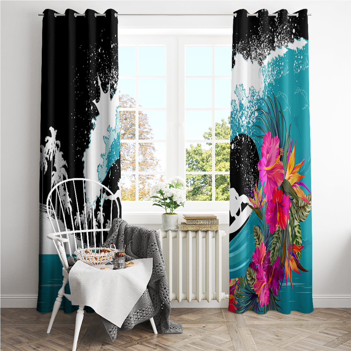 Hawaii Surfing Window Curtain Triple Crown Rides The Waves - Wonder Print Shop
