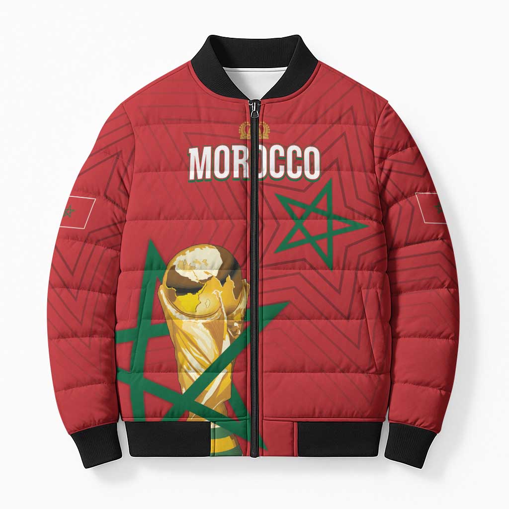 Morocco Football WC2026 Custom Bomber Puffer Jacket Atlas Lions - Conquer The World - Wonder Print Shop