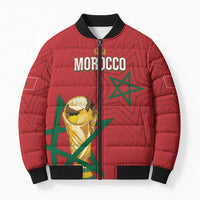Morocco Football WC2026 Custom Bomber Puffer Jacket Atlas Lions - Conquer The World - Wonder Print Shop