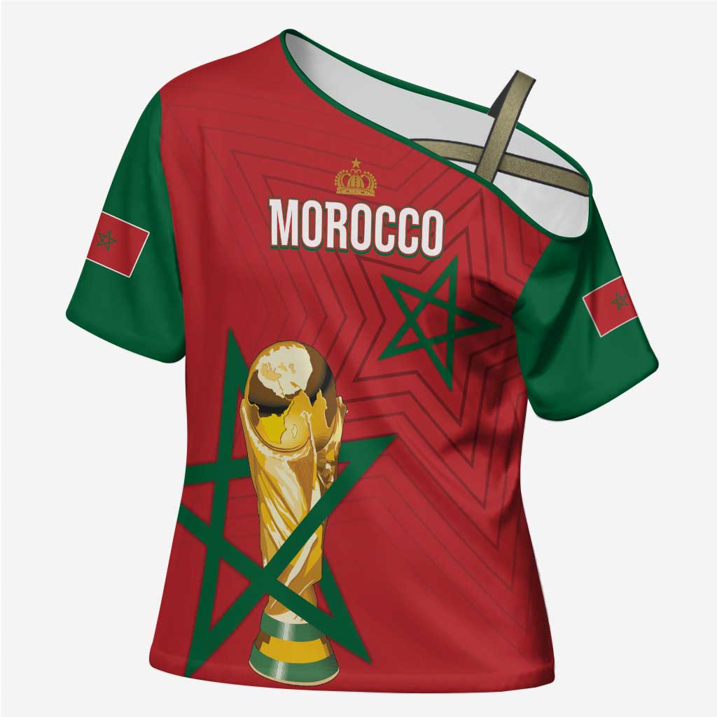 Morocco Football WC2026 Custom Cross Shoulder Shirt Atlas Lions - Conquer The World - Wonder Print Shop