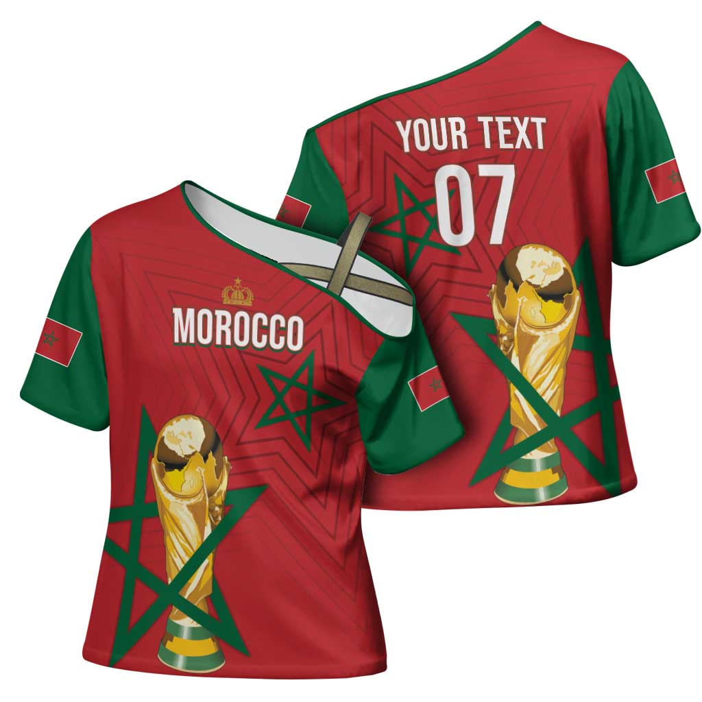 Morocco Football WC2026 Custom Cross Shoulder Shirt Atlas Lions - Conquer The World - Wonder Print Shop