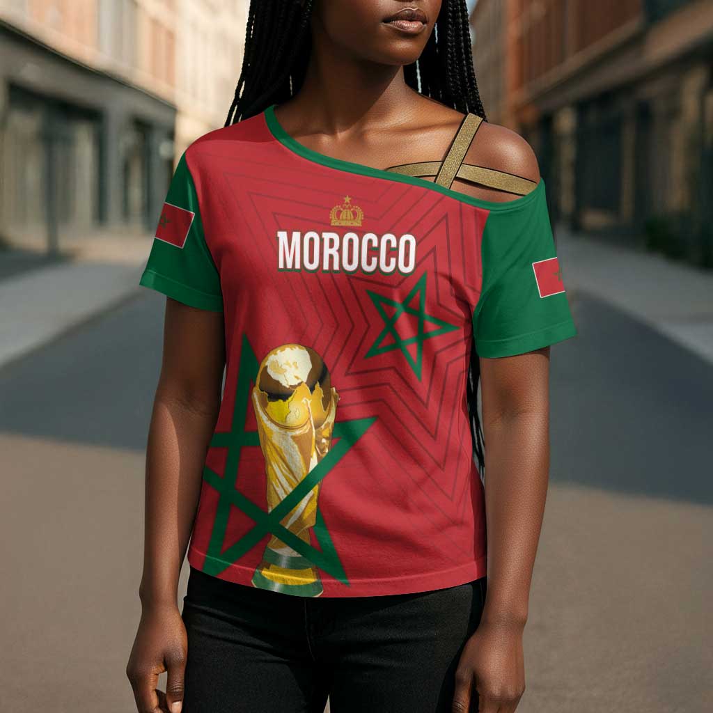 Morocco Football WC2026 Custom Cross Shoulder Shirt Atlas Lions - Conquer The World - Wonder Print Shop