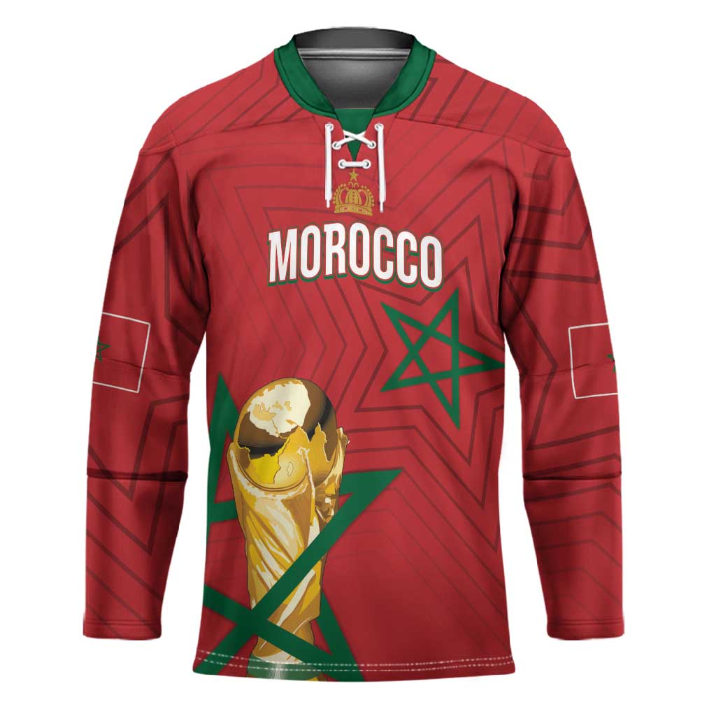 Morocco Football WC2026 Custom Hockey Jersey Atlas Lions - Conquer The World - Wonder Print Shop