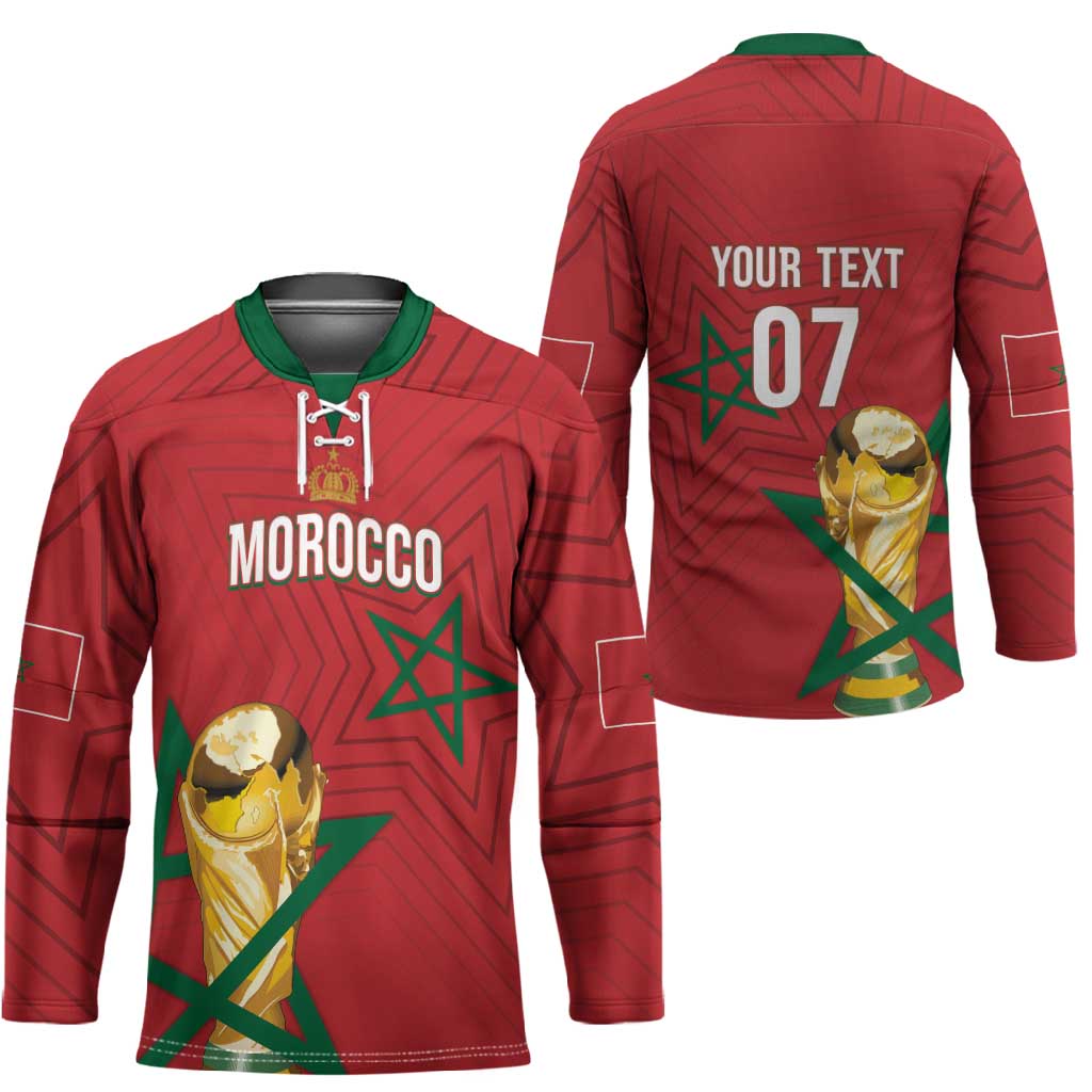 Morocco Football WC2026 Custom Hockey Jersey Atlas Lions - Conquer The World - Wonder Print Shop