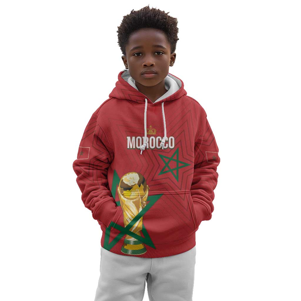 Morocco Football WC2026 Custom Kid Hoodie Atlas Lions - Conquer The World - Wonder Print Shop