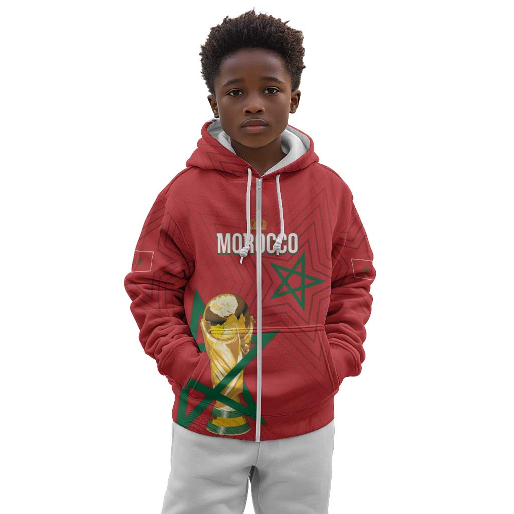 Morocco Football WC2026 Custom Kid Hoodie Atlas Lions - Conquer The World - Wonder Print Shop