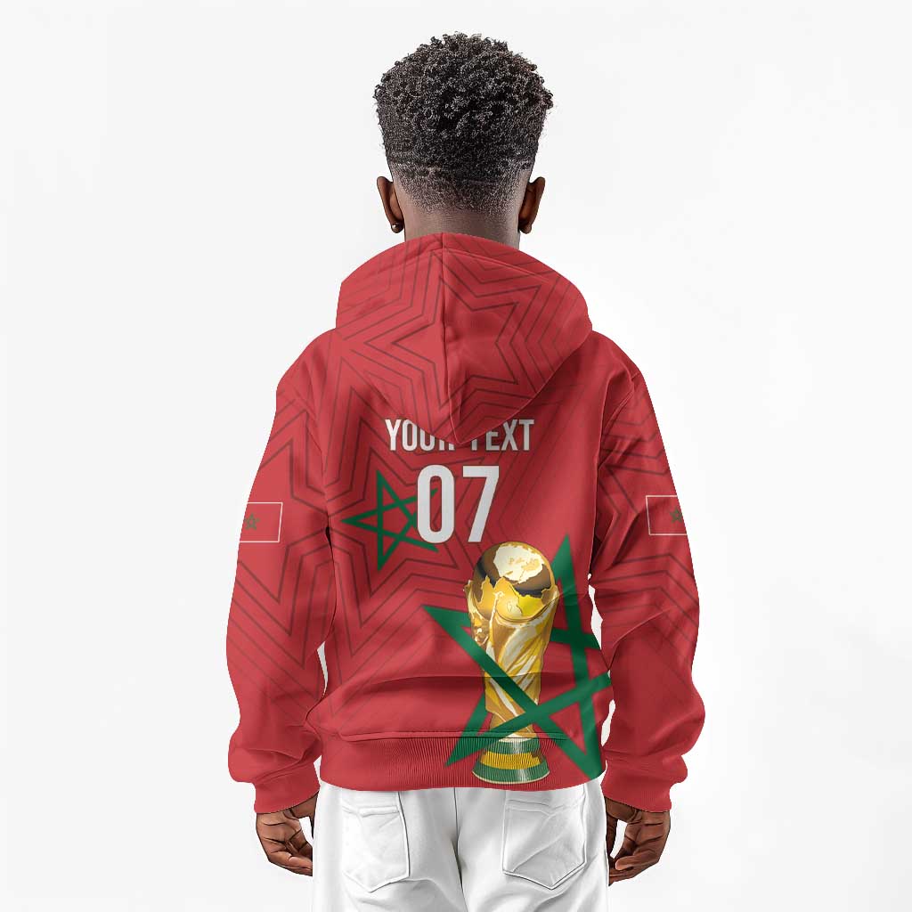 Morocco Football WC2026 Custom Kid Hoodie Atlas Lions - Conquer The World - Wonder Print Shop