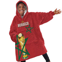 Morocco Football WC2026 Custom Kid Wearable Blanket Hoodie Atlas Lions - Conquer The World - Wonder Print Shop