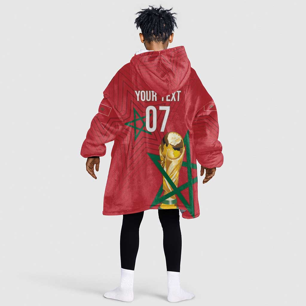 Morocco Football WC2026 Custom Kid Wearable Blanket Hoodie Atlas Lions - Conquer The World - Wonder Print Shop