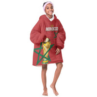 Morocco Football WC2026 Custom Kid Wearable Blanket Hoodie Atlas Lions - Conquer The World - Wonder Print Shop