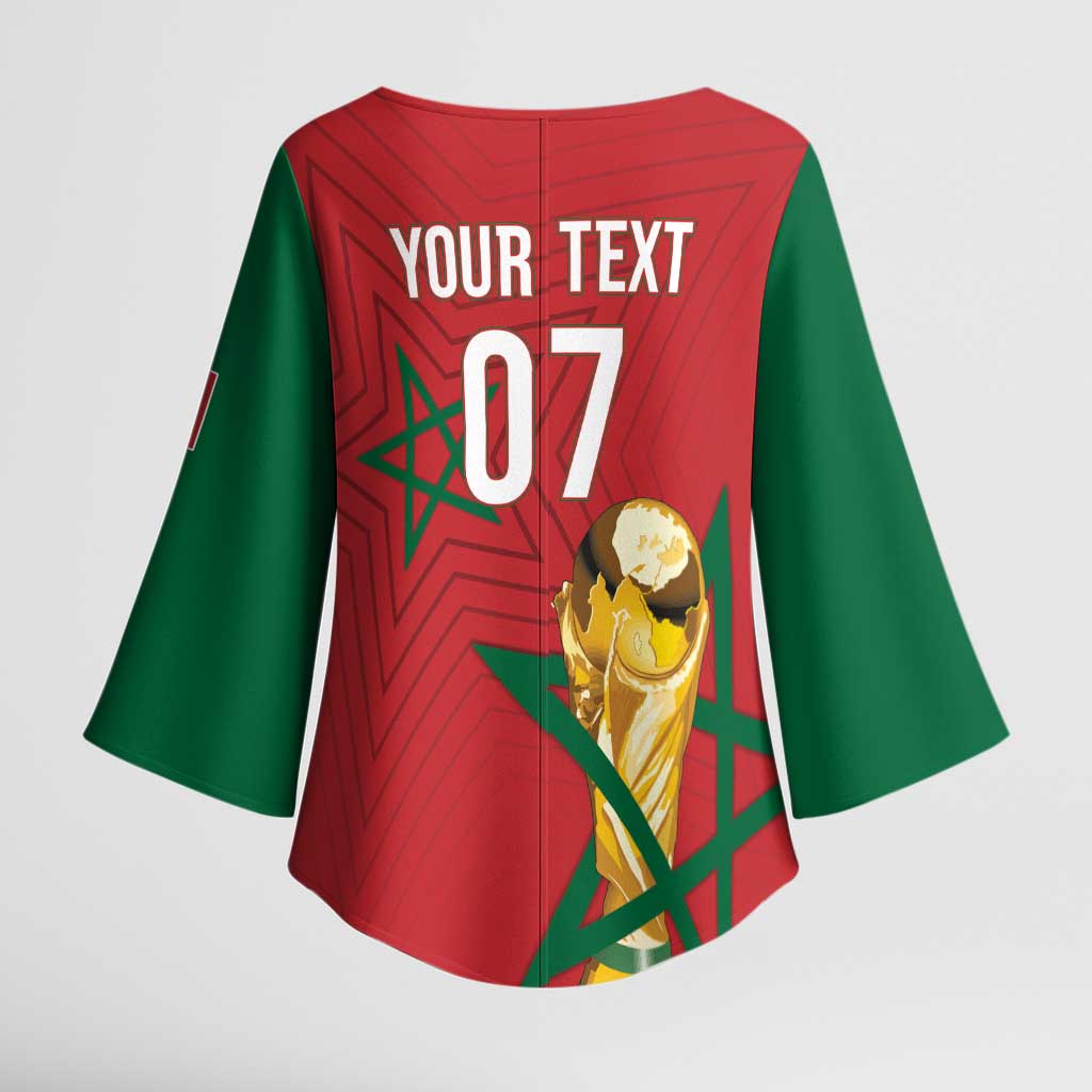 Morocco Football WC2026 Custom Kimono Sleeve Blouse Atlas Lions - Conquer The World - Wonder Print Shop